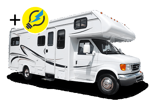 Camper pitch with electricity